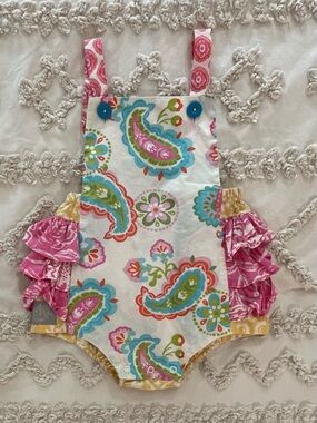 Eleanor Rose Pink Ruffle & Yellow Paisley Playsuit